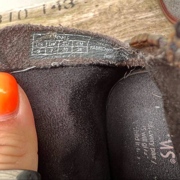 Toms Leila gray Bouclé stacked heel booties boots Size 9 - Picture 9 of 9